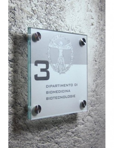 Tabliczka na dystansach Infoglass & Steel