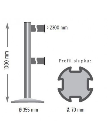 Słupki z podwójną taśmą Double Belt wymiary Słupki z podwójną taśmą Double Belt wymiary