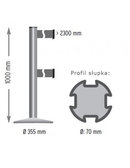 Słupki z podwójną taśmą Double Belt wymiary
