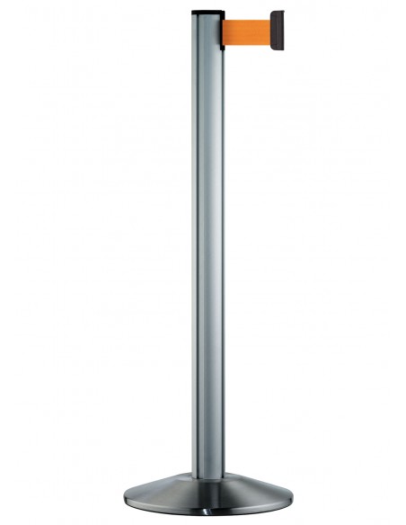 Słupek odgradzający z taśmą chrom szczotkowany Słupek odgradzający z taśmą chrom szczotkowany