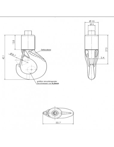 Haczyk samozaciskowy z regulacją FIX wymiary