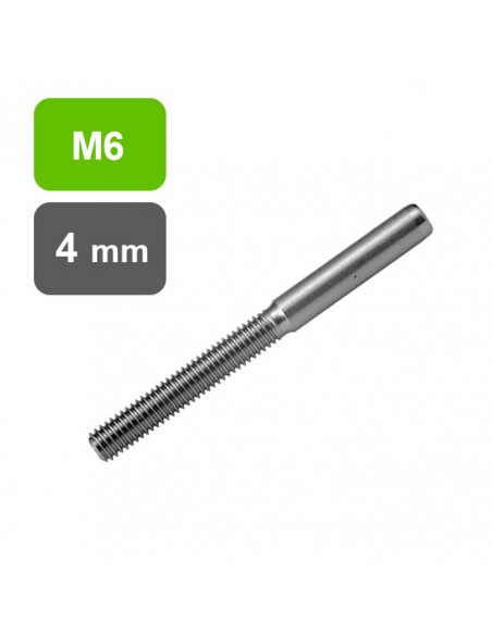 Mini końcówka do linki 4 mm z gwintem zewnętrznym M6 Mini końcówka do linki 4 mm z gwintem zewnętrznym M6