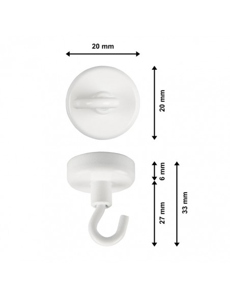 Haczyk sufitowy na magnes 2 kg - wymiary